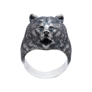 Solid Sterling Silver Bear Head Motif Ring