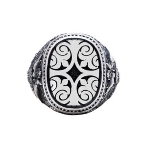 Solid Sterling Silver Birds and Flowers Motif Ring