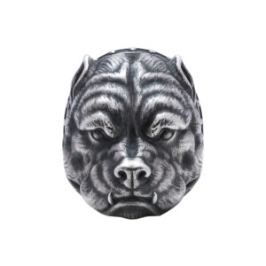 Solid Sterling Silver Pitbull Head Motif Ring