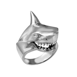Solid Sterling Silver Shark Head Motif Ring