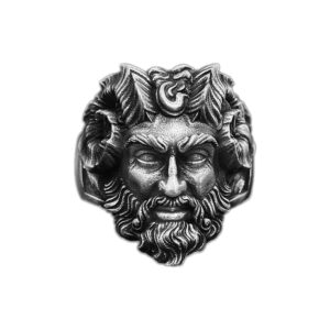 Solid Sterling Silver Greek Mythology the God Zeus Ammon Ring