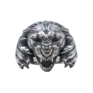Solid Sterling Silver Jaguar Head and Claws Motif Ring