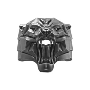 Solid Sterling Silver Jaguar Head Motif Ring