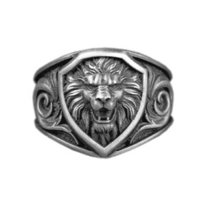 Solid Sterling Silver Lion's Head Motif Band Ring