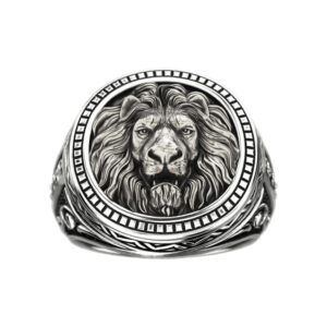 Solid Sterling Silver Lion's Head Motif Band Ring