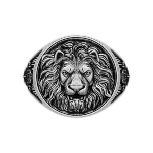 Solid Sterling Silver Lion's Head Motif Ring