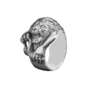 Solid Sterling Silver Lion's Head Motif Ring