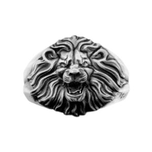 Solid Sterling Silver Lion's Head Motif Ring