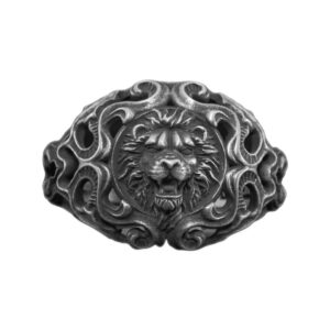 Solid Sterling Silver Lion's Head Motif Ornament Ring