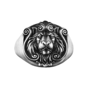 Solid Sterling Silver Lion's Head Baroque Motif Ring