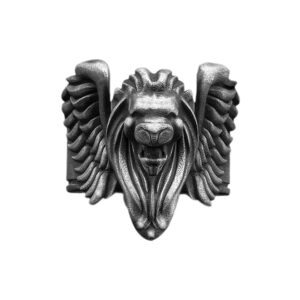Solid Sterling Silver Lion's Of Venice Baroque Motif Ring