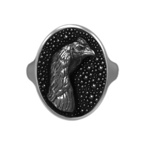 Solid Sterling Silver Fight Rooster's Head Motif Ring
