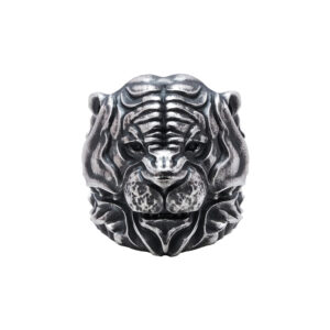 Solid Sterling Silver Tiger's Head Motif Ring