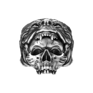 Solid Sterling Silver Wolf's Head Gothic Motif Ring