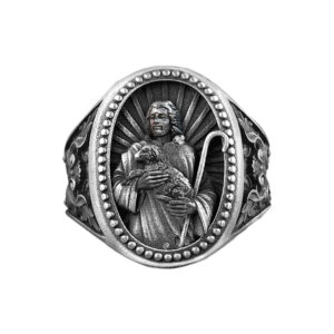 Solid Sterling Silver the Jesus Holding a Lamb Faith Ring