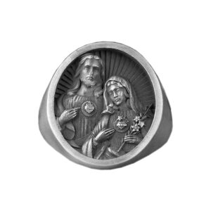 Solid Sterling Silver the Virgin Mary With Jesus, Christian's Faith Ring