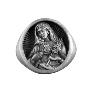 Solid Sterling Silver the Virgin Mary' Sacred Heart, Christian's Faith Ring