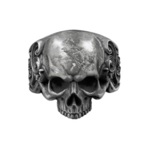 Solid Sterling Silver Skull Baroque Realistic Motif Ring