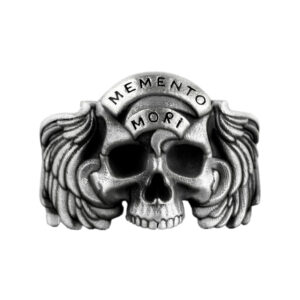 Solid Sterling Silver Memento Mori Skull Realistic Motif Ring
