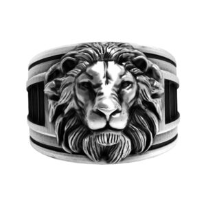 Solid Sterling Silver Lion's Head Realistic Motif Band Ring