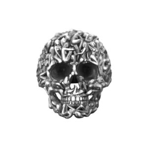Solid Sterling Silver Skull illusion With Women Motif Biker Ring