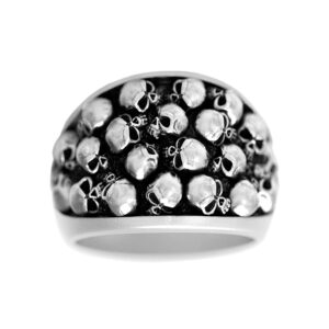 Solid Sterling Silver Pile Of Skulls Catacomb Gothic Motif Biker Band Ring