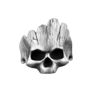 Solid Sterling Silver Skull Tree Bark Fantasy Motif Biker Ring
