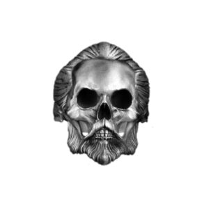 Solid Sterling Silver Bearded Hipster Skull  Gothic Motif Biker Ring