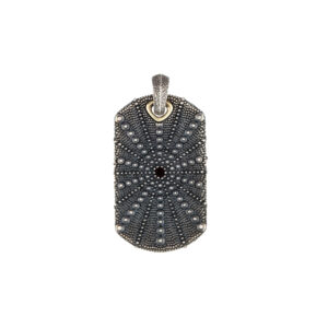 David Yurman Sterling Silver Natural Collection Sea Urchin Dog Tag Pendant with Natural Black Diamond