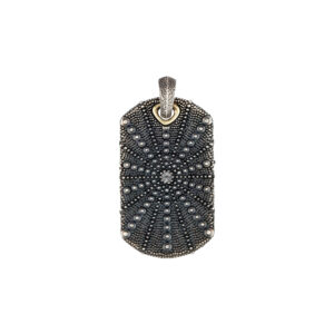 David Yurman Sterling Silver Natural Collection Sea Urchin Dog Tag Pendant with Natural Diamond