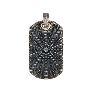 David Yurman Sterling Silver Natural Collection Sea Urchin Dog Tag Pendant with natural diamond