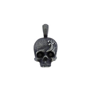 David Yurman Sterling Silver Waves Collection Skull Pendant With Genuine Black Diamonds Eyes