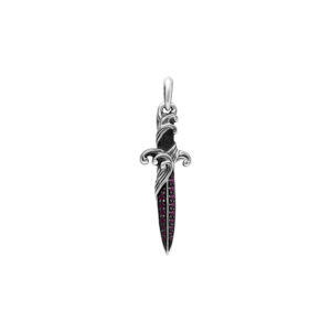 David Yurman Sterling Silver Waves Collection Dagger Amulet Pendant With Genuine Ruby