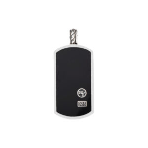 David Yurman Sterling Silver Chevron Collection Tablet Tag Pendant With Genuine Onyx