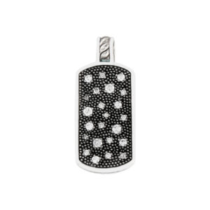 David Yurman Sterling Silver Chevron Collection Midnight Mélange Tablet Tag Pendant With Genuine Diamonds