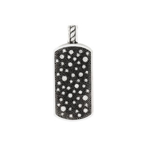 David Yurman Sterling Silver Chevron Collection Midnight Mélange Tablet Tag Pendant With Genuine Diamonds